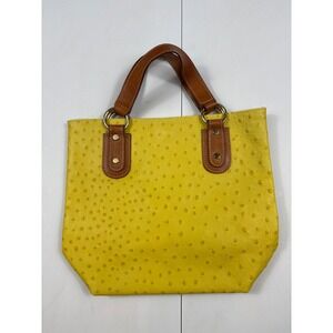 Maurizio Taiuti Yellow Ostrich Embossed Leather Tote Bag Made in Italy Handbag